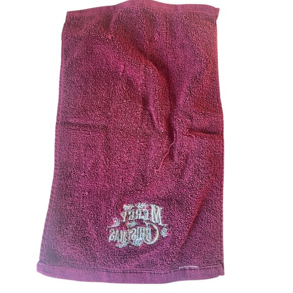 Set Of 3 Merry Christmas Hand Towels 11" X 17" Guest Maroon Gold Embellishments - Picture 7 of 7